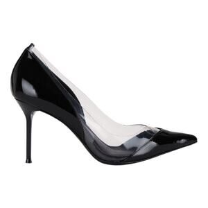 Schutz Women's Andie Stiletto Heel Vinyl Leather Pumps Black Size 8